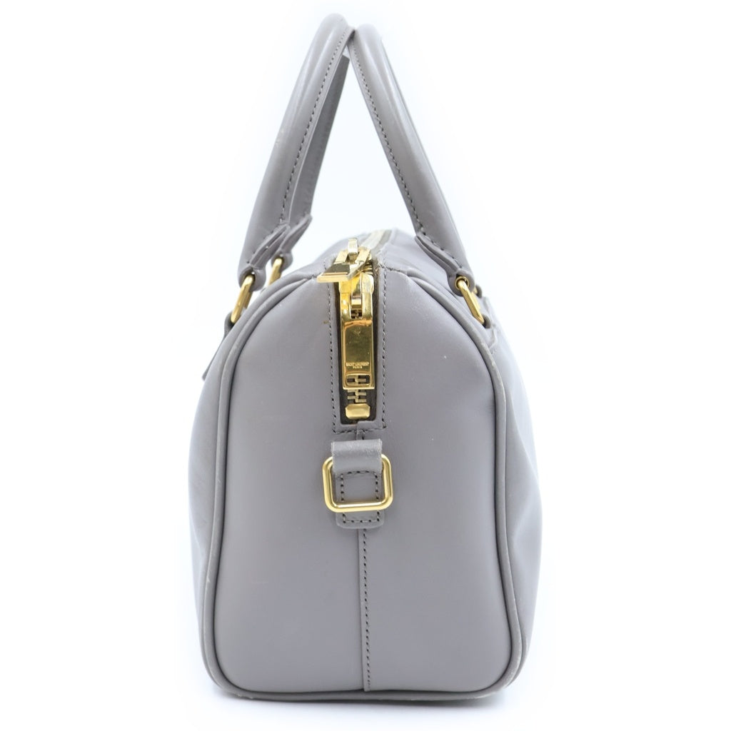 SAINT LAURENT PARIS(サンローランパリ) ダッフル 2WAYバッグ ハンドバッグ ショルダーバッグ グレー レザー ゴールド金具 レディース