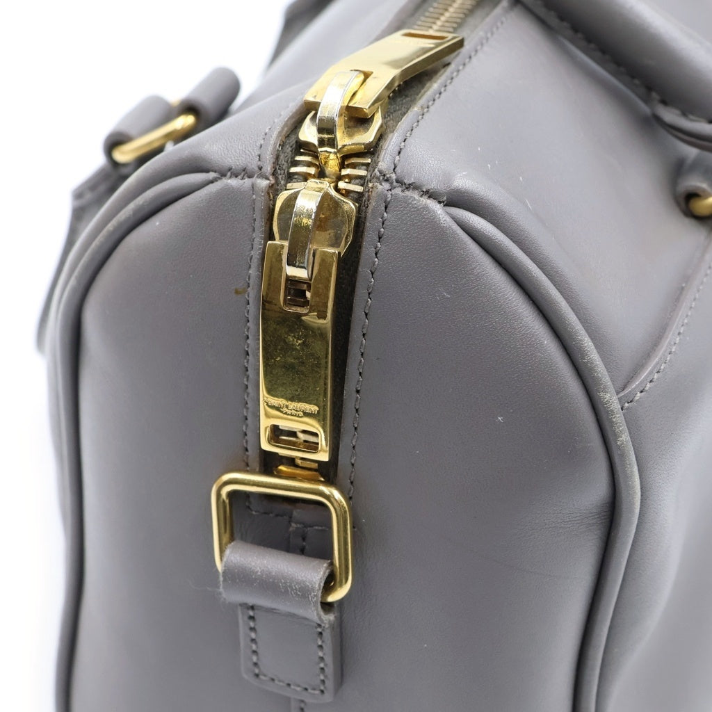 SAINT LAURENT PARIS(サンローランパリ) ダッフル 2WAYバッグ ハンドバッグ ショルダーバッグ グレー レザー ゴールド金具 レディース
