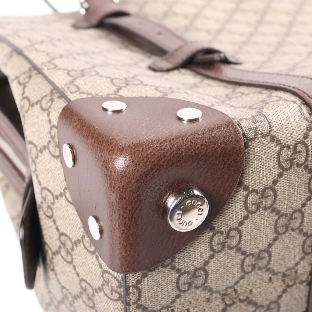 GUCCI(グッチ) GGスプリーム トートバッグ ハンドバッグ ブラウン×ベージュ PVC×レザー 626356 シルバー金具