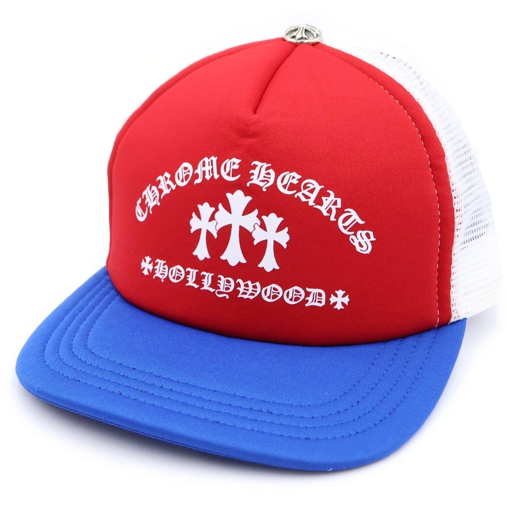 CHROME HEARTS(クロムハーツ) フロントセメンタリー トラッカーキャップ ブルー×レッド×ホワイト #OS レディース