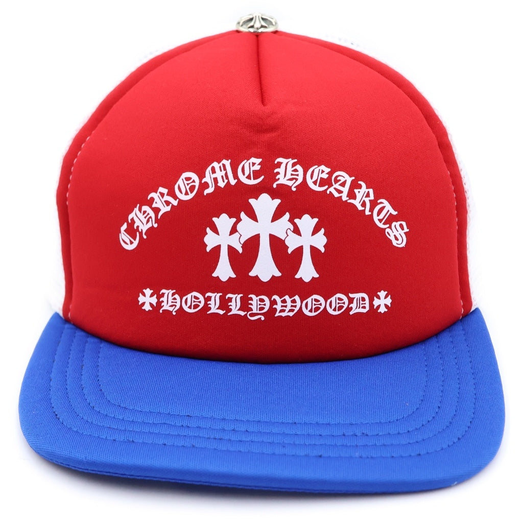 CHROME HEARTS(クロムハーツ) フロントセメンタリー トラッカーキャップ ブルー×レッド×ホワイト #OS レディース
