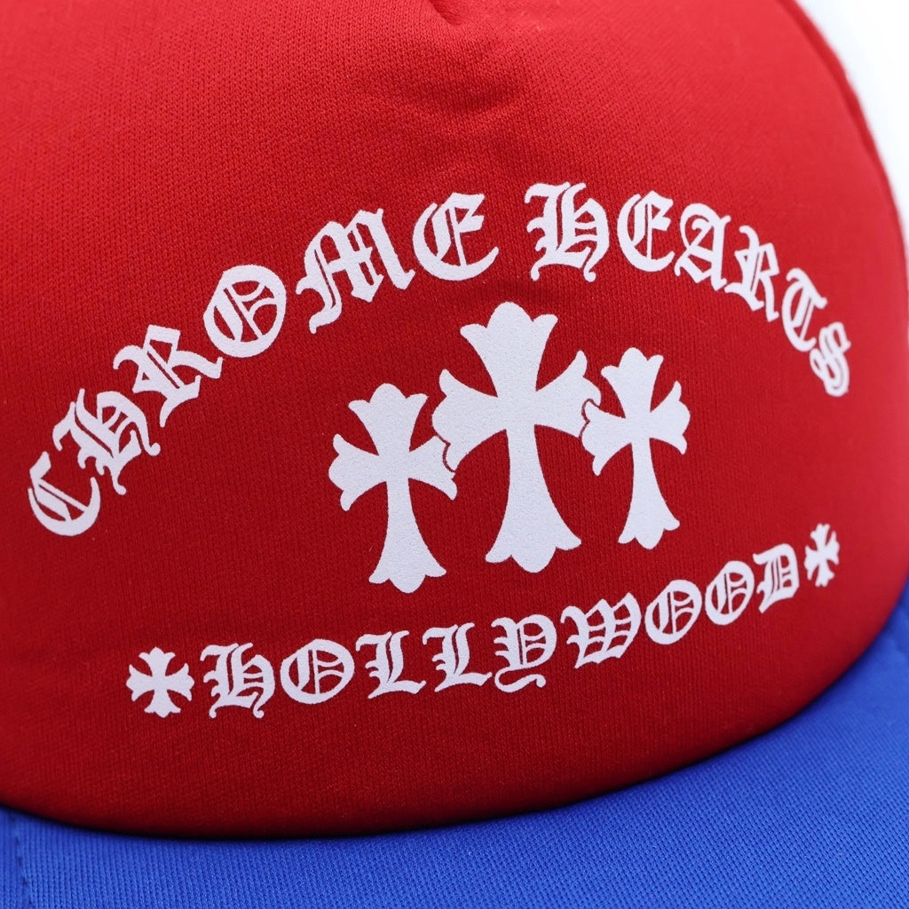 CHROME HEARTS(クロムハーツ) フロントセメンタリー トラッカーキャップ ブルー×レッド×ホワイト #OS レディース