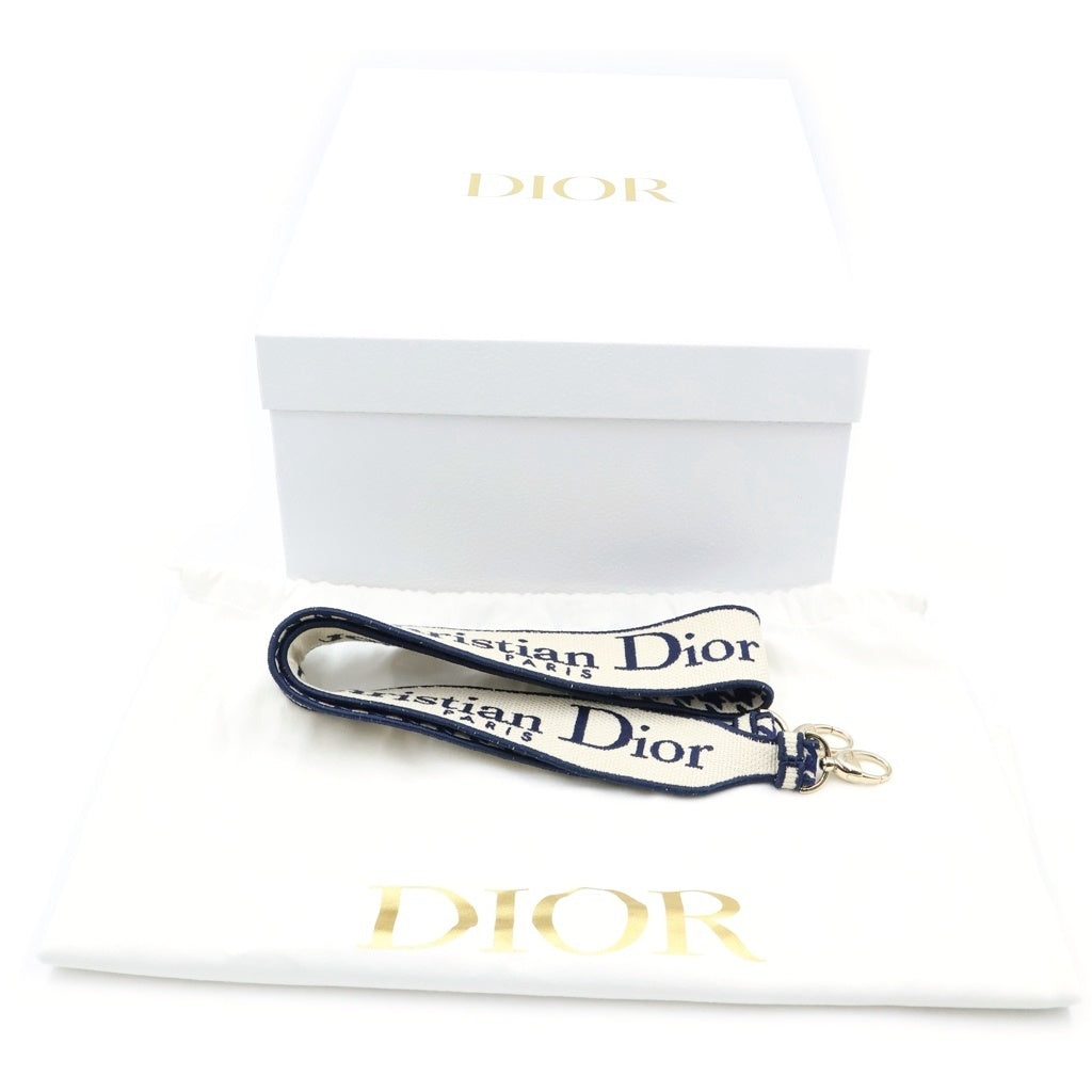 Christian Dior(クリスチャンディオール) レディ D-LITE ライト ミディアム 2WAYハンドバッグ ショルダーバッグ ネイビー×ホワイト キャンバス レディース