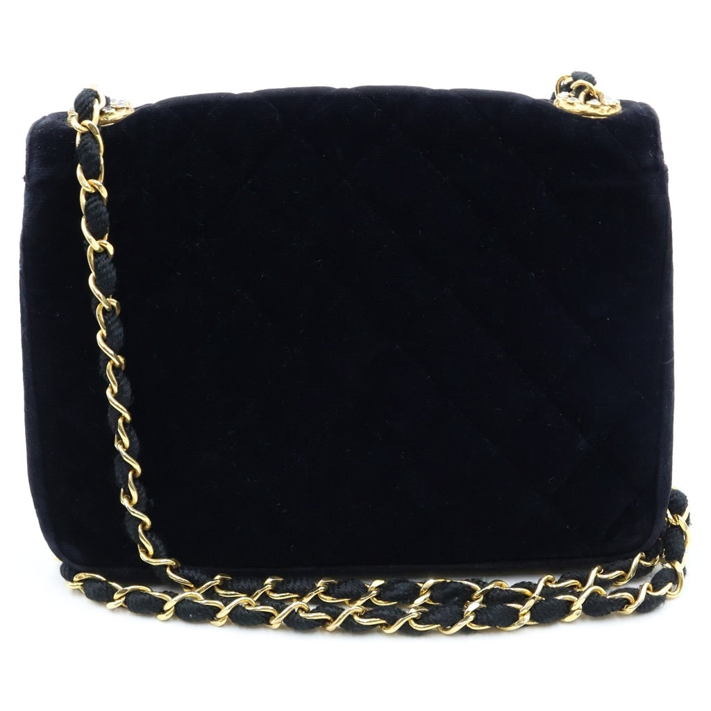 CHANEL(シャネル) マトラッセ20 SフラップSチェーンショルダーバッグ ブラック ベロア ゴールド金具 レディース