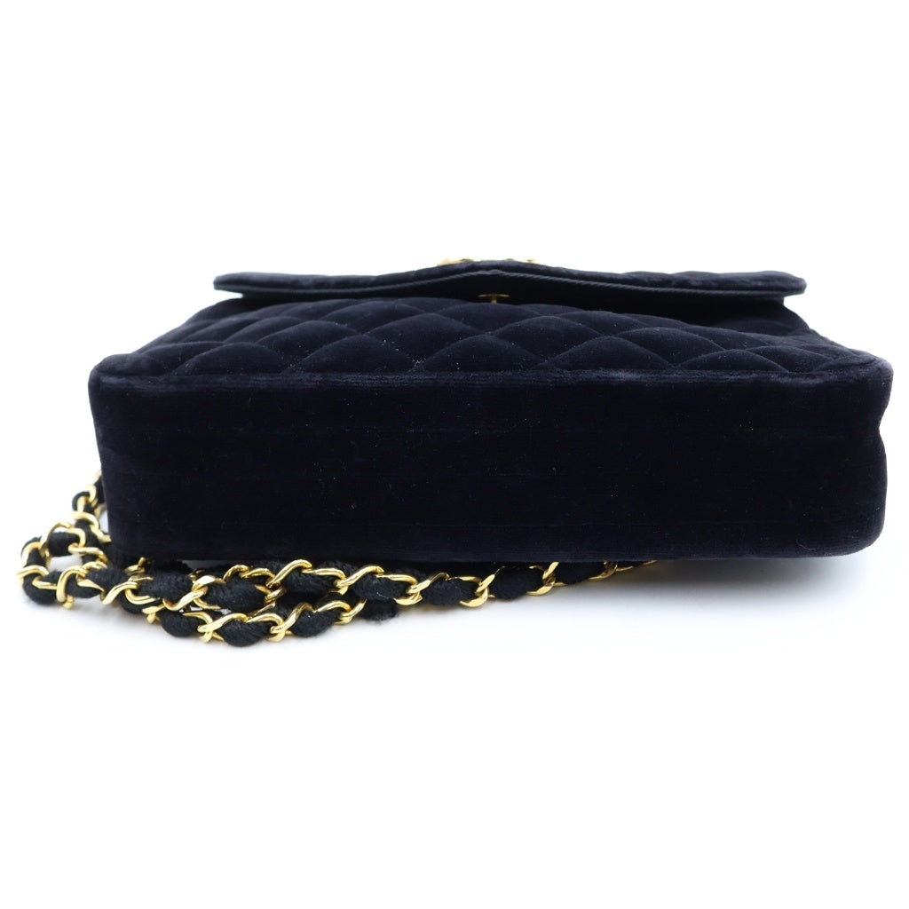 CHANEL(シャネル) マトラッセ20 SフラップSチェーンショルダーバッグ ブラック ベロア ゴールド金具 レディース