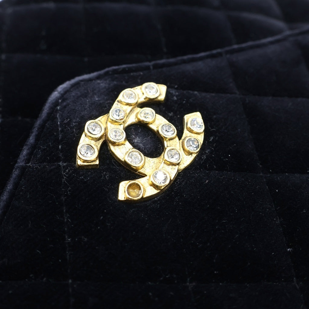 CHANEL(シャネル) マトラッセ20 SフラップSチェーンショルダーバッグ ブラック ベロア ゴールド金具 レディース