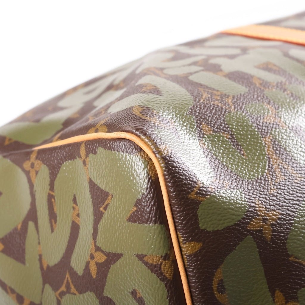 LOUIS VUITTON(ルイヴィトン) モノグラム グラフィティ キーポル50 ボストンバッグ ハンドバッグ トラベルバッグ カーキ×ブラウン レザー×PVC M92196 ゴールド金具 レディース