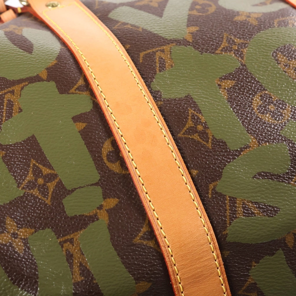 LOUIS VUITTON(ルイヴィトン) モノグラム グラフィティ キーポル50 ボストンバッグ ハンドバッグ トラベルバッグ カーキ×ブラウン レザー×PVC M92196 ゴールド金具 レディース