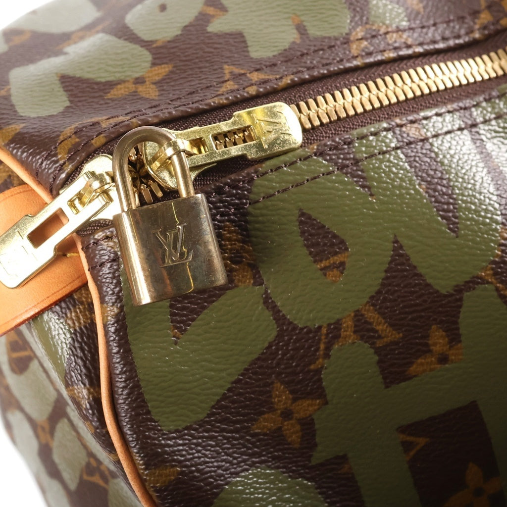 LOUIS VUITTON(ルイヴィトン) モノグラム グラフィティ キーポル50 ボストンバッグ ハンドバッグ トラベルバッグ カーキ×ブラウン レザー×PVC M92196 ゴールド金具 レディース