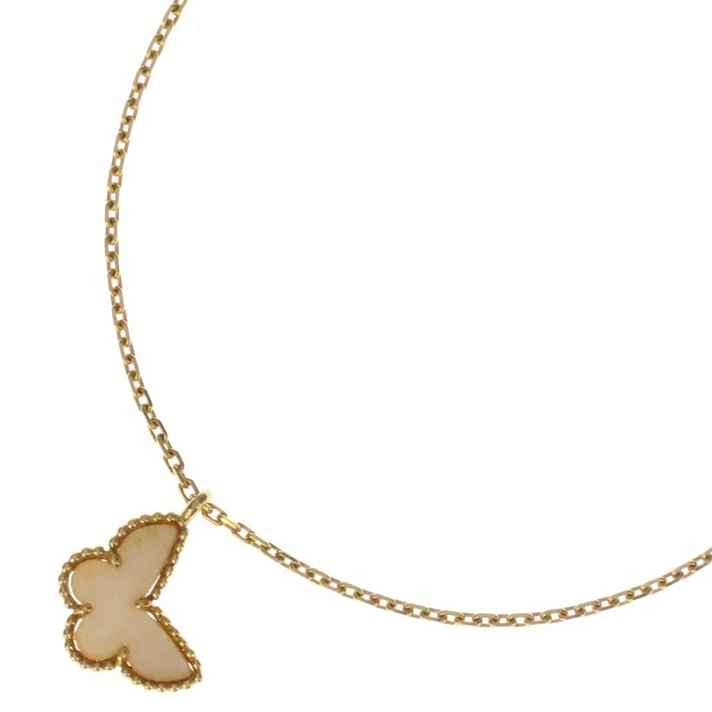 Van Cleef & Arpels(ヴァンクリーフアンドアーペル) スウィートアルハンブラ パピヨン マザーオブパール ネックレス ペンダント チェーン イエローゴールド×ホワイト Au750YG VCARF69300 レディース