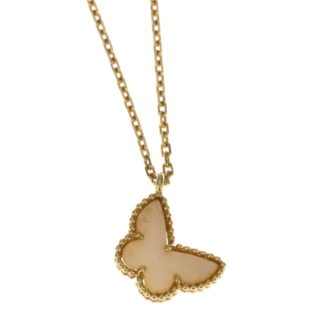 Van Cleef & Arpels(ヴァンクリーフアンドアーペル) スウィートアルハンブラ パピヨン マザーオブパール ネックレス ペンダント チェーン イエローゴールド×ホワイト Au750YG VCARF69300 レディース