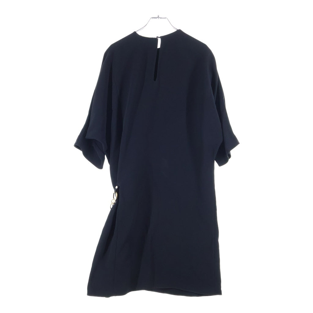 CELINE(セリーヌ) 26SS WRAP DRESS ラップドレス キャディ ゴールドチャーム装飾 半袖ワンピース レーヨン ブラック RR0K80T25.38NO レディース
