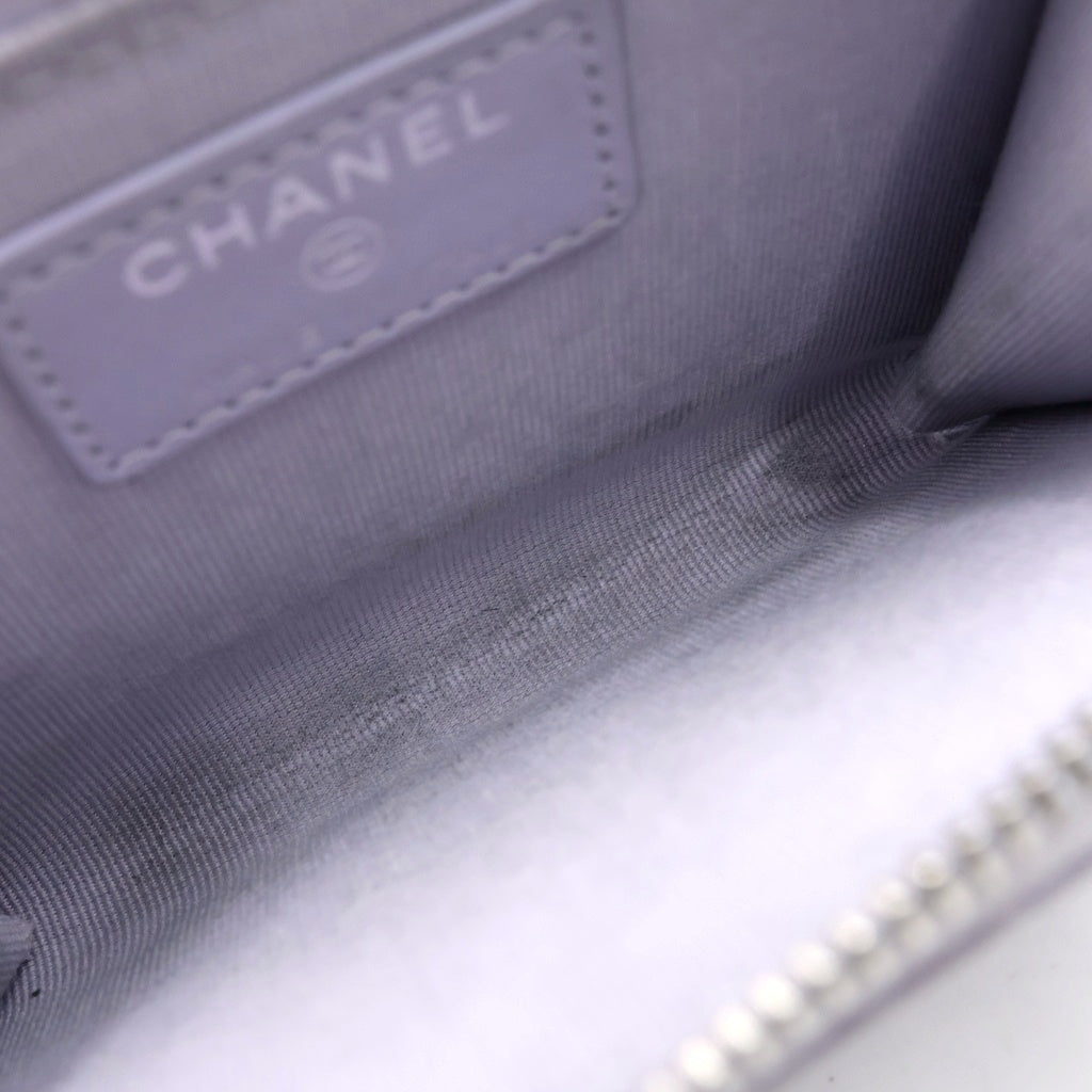 CHANEL(シャネル) マトラッセ フラグメントケース ミニ財布 カードケース コインケース ライトパープル ラベンダー キャビアスキン AP3179 シルバー金具 レディース