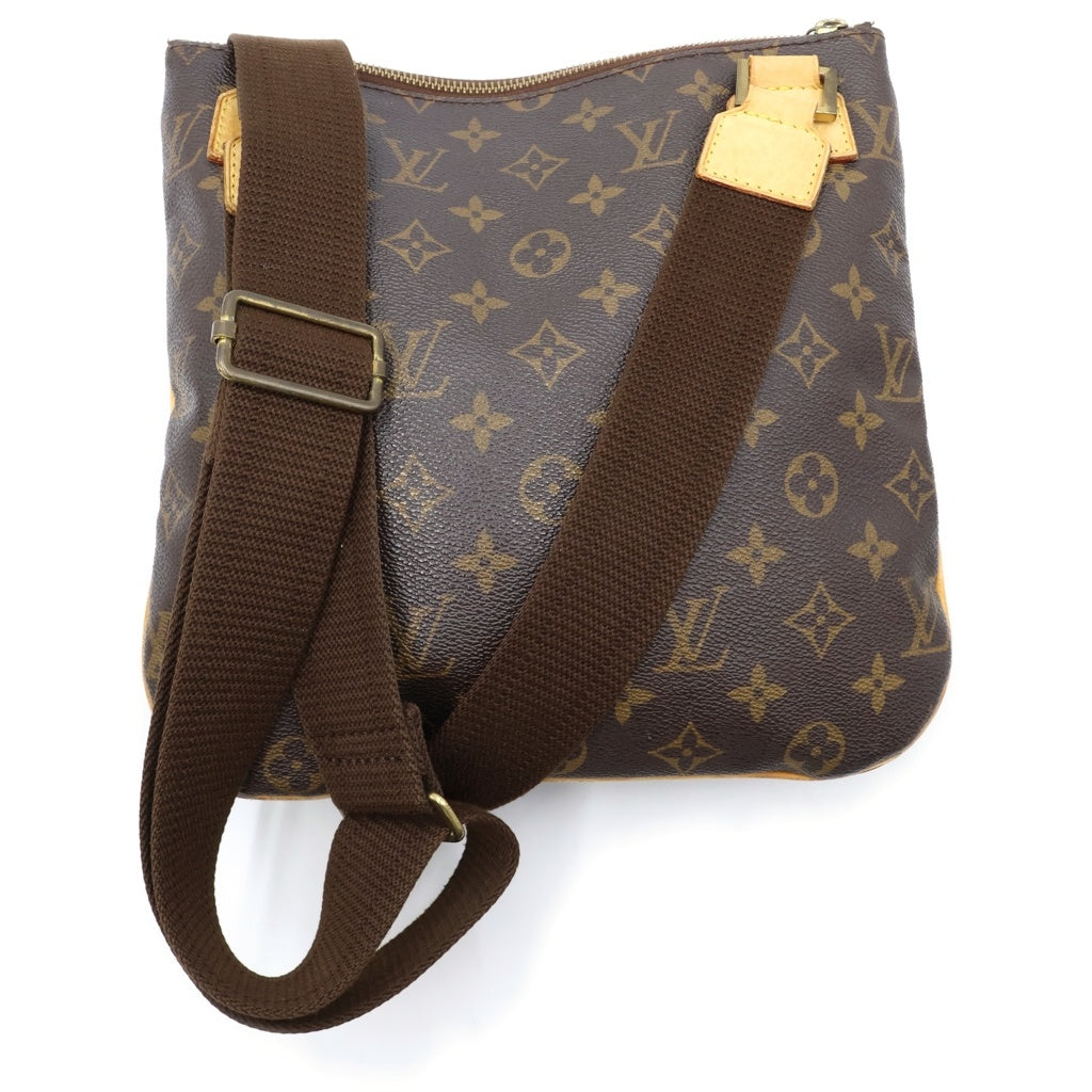 LOUIS VUITTON(ルイヴィトン) モノグラム ポシェットボスフォール ショルダーバッグ ブラウン レザー×PVC M40044 ゴールド金具 レディース