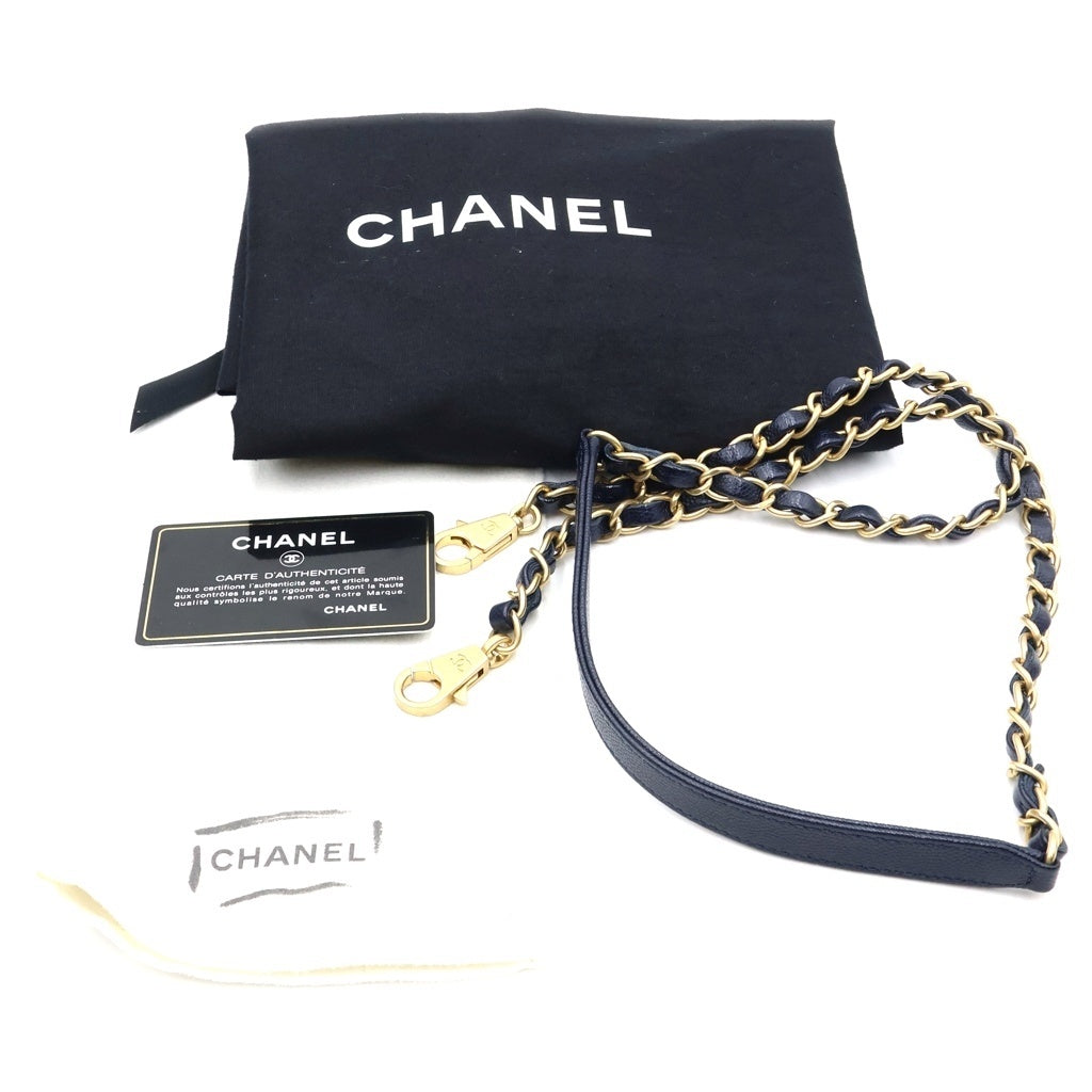 CHANEL(シャネル) ココマーク Vステッチ ココハンドルS ハンドバッグ ショルダーバッグ 2WAY ネイビー キャビアスキン ゴールド金具 A92991 レディース