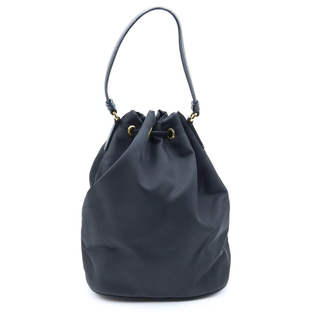 PRADA(プラダ) Re-Nylon トライアングルロゴ デュエット ハンド バケット ショルダーバッグ 巾着 ナイロン ブラック 1BH038 レディース