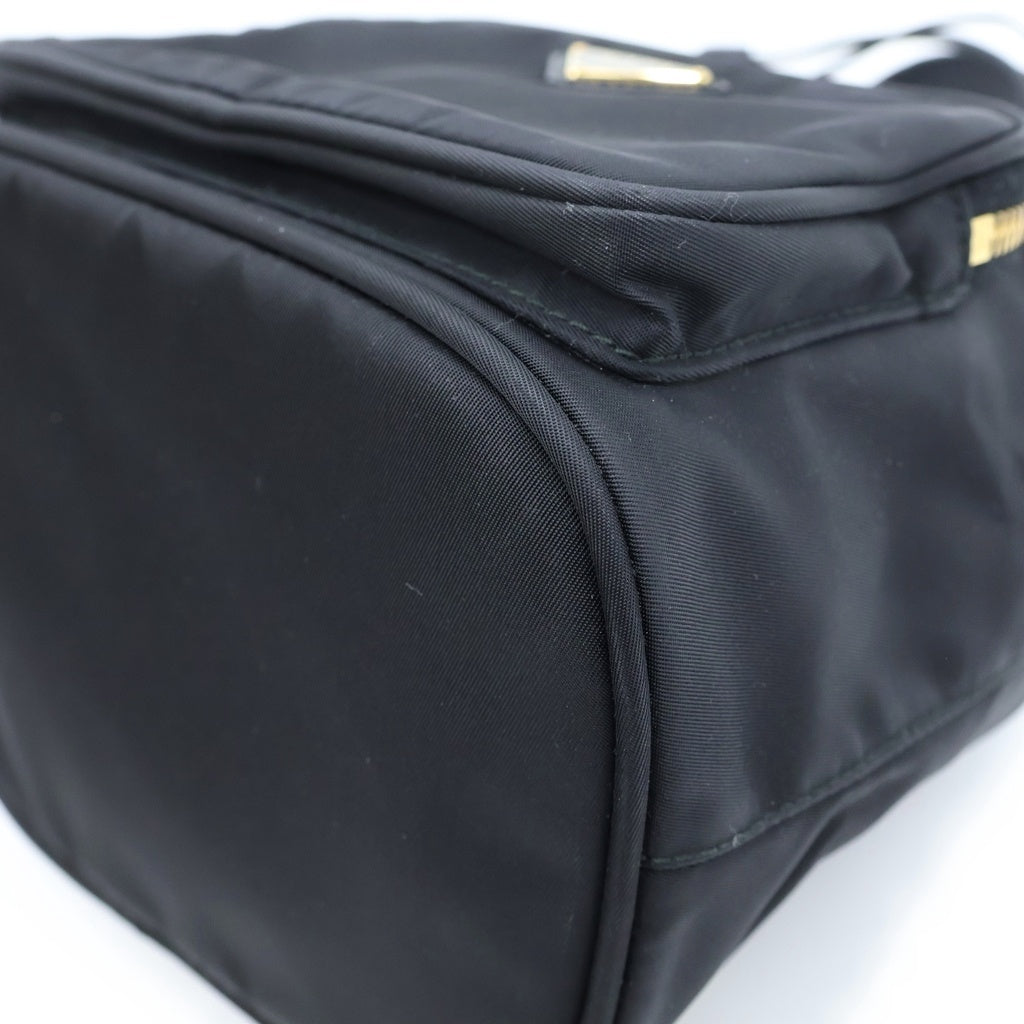 PRADA(プラダ) Re-Nylon トライアングルロゴ デュエット ハンド バケット ショルダーバッグ 巾着 ナイロン ブラック 1BH038 レディース