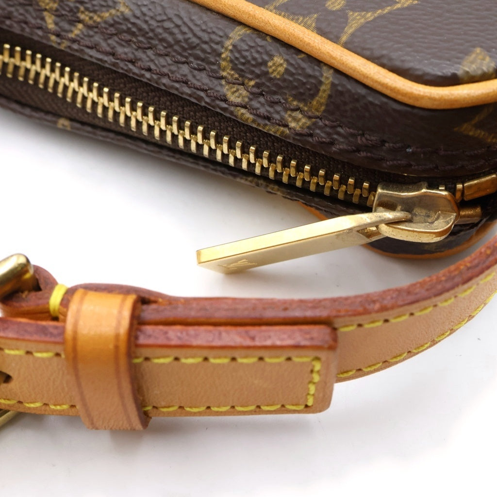 LOUIS VUITTON(ルイヴィトン) モノグラム ポシェット クロワッサン ワンショルダーバッグ ブラウン レザー×PVC M51510 ゴールド金具 レディース