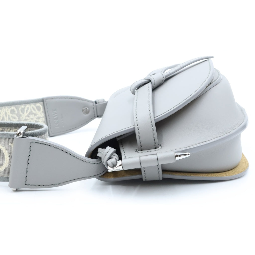 LOEWE(ロエベ) ゲートデュアルミニ ショルダーバッグ グレー レザー シルバー金具 レディース