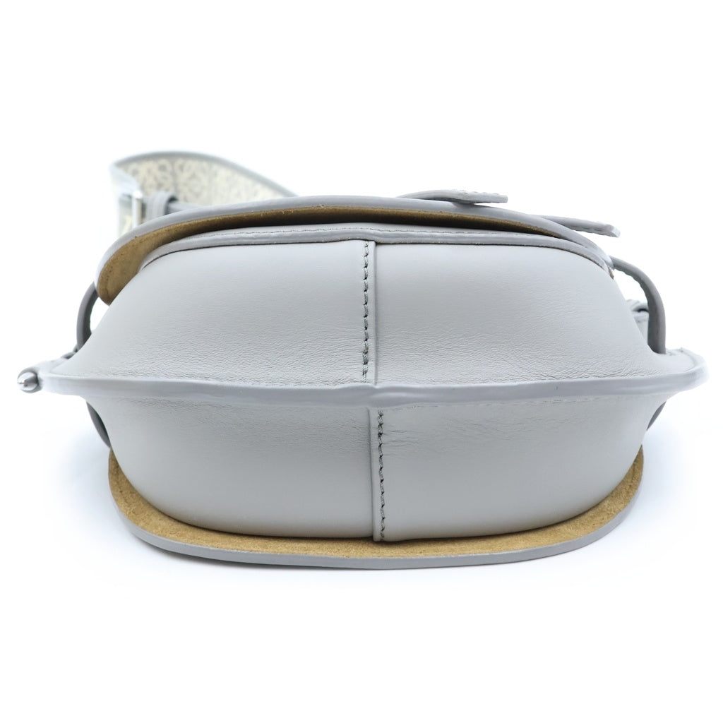 LOEWE(ロエベ) ゲートデュアルミニ ショルダーバッグ グレー レザー シルバー金具 レディース