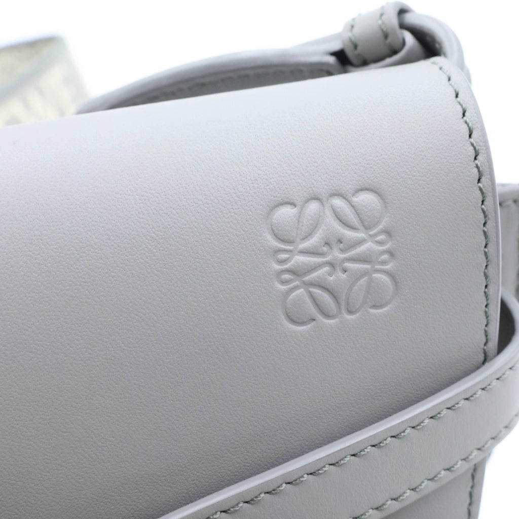 LOEWE(ロエベ) ゲートデュアルミニ ショルダーバッグ グレー レザー シルバー金具 レディース