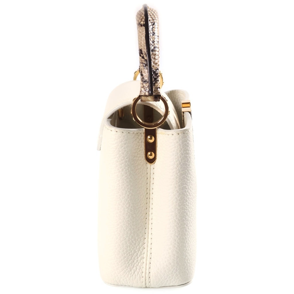 LOUIS VUITTON(ルイヴィトン) カプシーヌMINI 2WAYハンドバッグ ショルダーバッグ パイソンハンドル ホワイト トリヨンレザー N98477 ゴールド金具