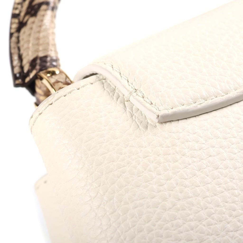 LOUIS VUITTON(ルイヴィトン) カプシーヌMINI 2WAYハンドバッグ ショルダーバッグ パイソンハンドル ホワイト トリヨンレザー N98477 ゴールド金具