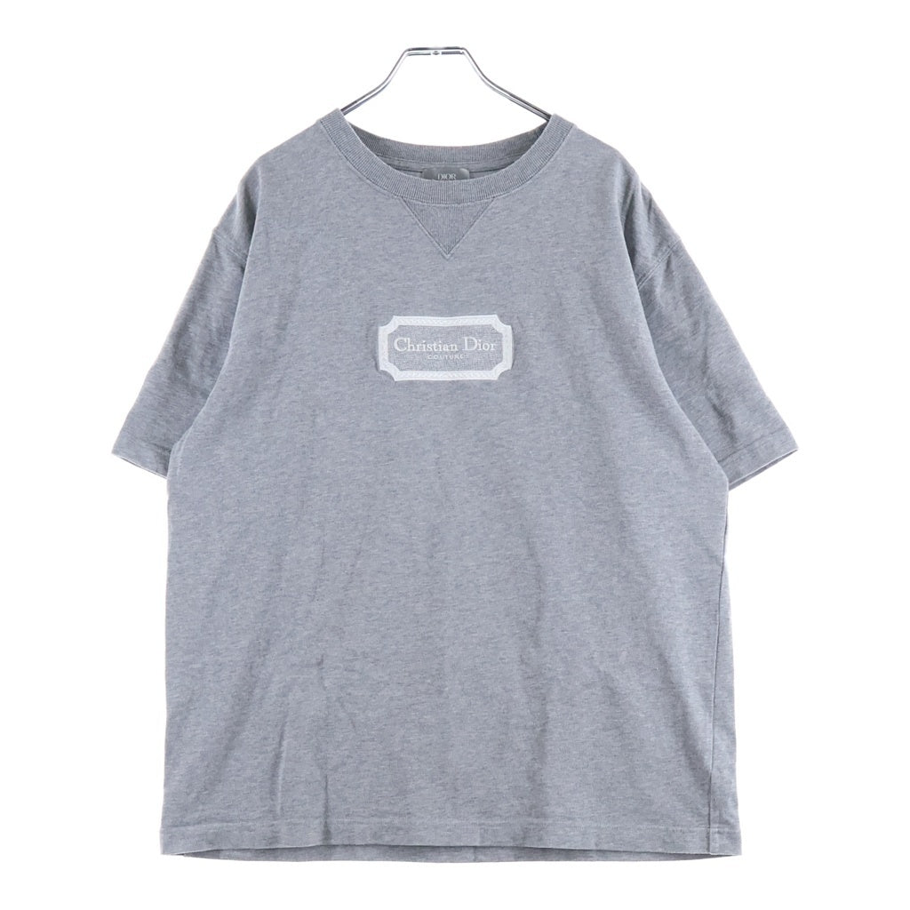 DIOR(ディオール) フロントロゴ刺繍 コットン半袖Tシャツ カットソー グレー 343J696C0554