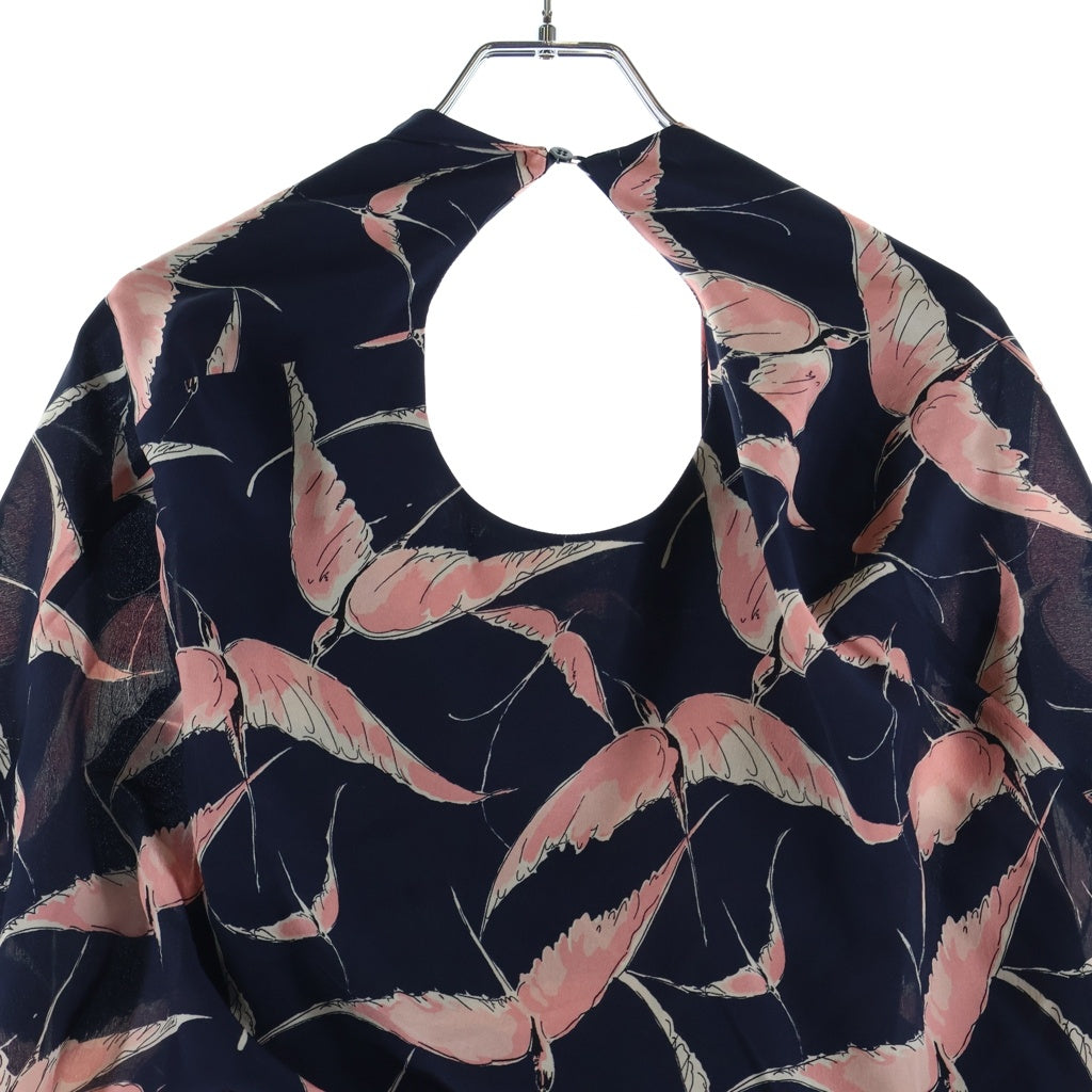 VALENTINO(ヴァレンティノ) 花柄 シルク ワンピース ノースリーブワンピース #38 ネイビー/ピンク レディース