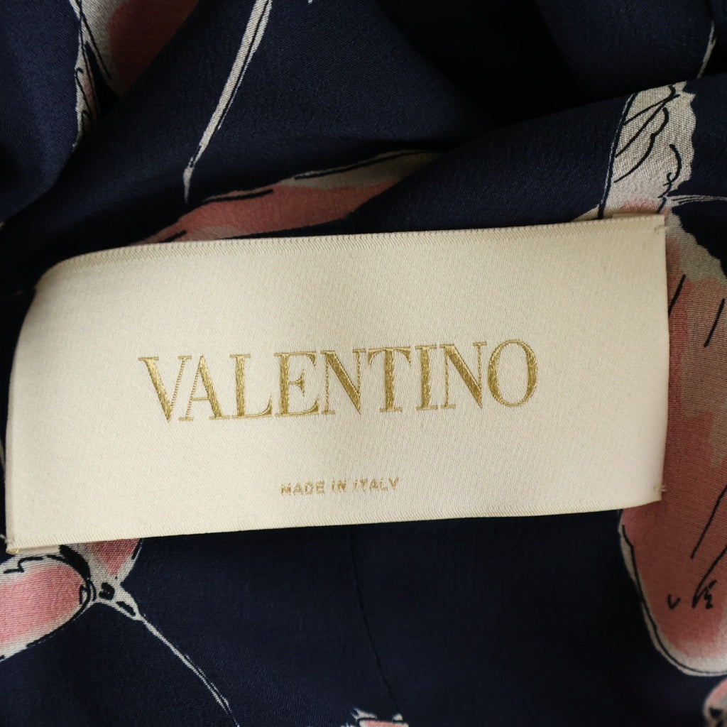 VALENTINO(ヴァレンティノ) 花柄 シルク ワンピース ノースリーブワンピース #38 ネイビー/ピンク レディース