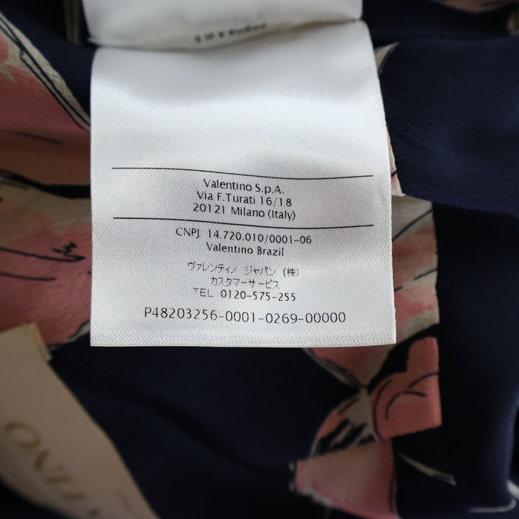 VALENTINO(ヴァレンティノ) 花柄 シルク ワンピース ノースリーブワンピース #38 ネイビー/ピンク レディース