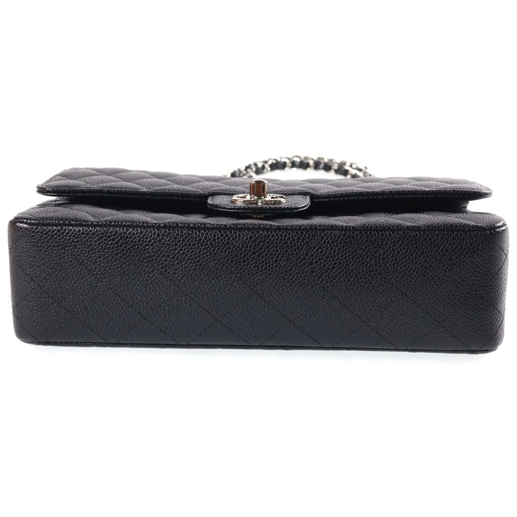 CHANEL(シャネル) マトラッセ25 Wフラップ Wチェーン キャビアスキン シルバー金具 チェーンショルダーバッグ ブラック A01112 レディース