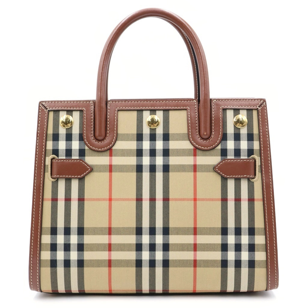 BURBERRY(バーバリー) タイトル ミニ ノバチェック レザー キャンバス 2WAY ハンドバッグ ショルダーバッグ ブラウン/ベージュ 8025267 レディース