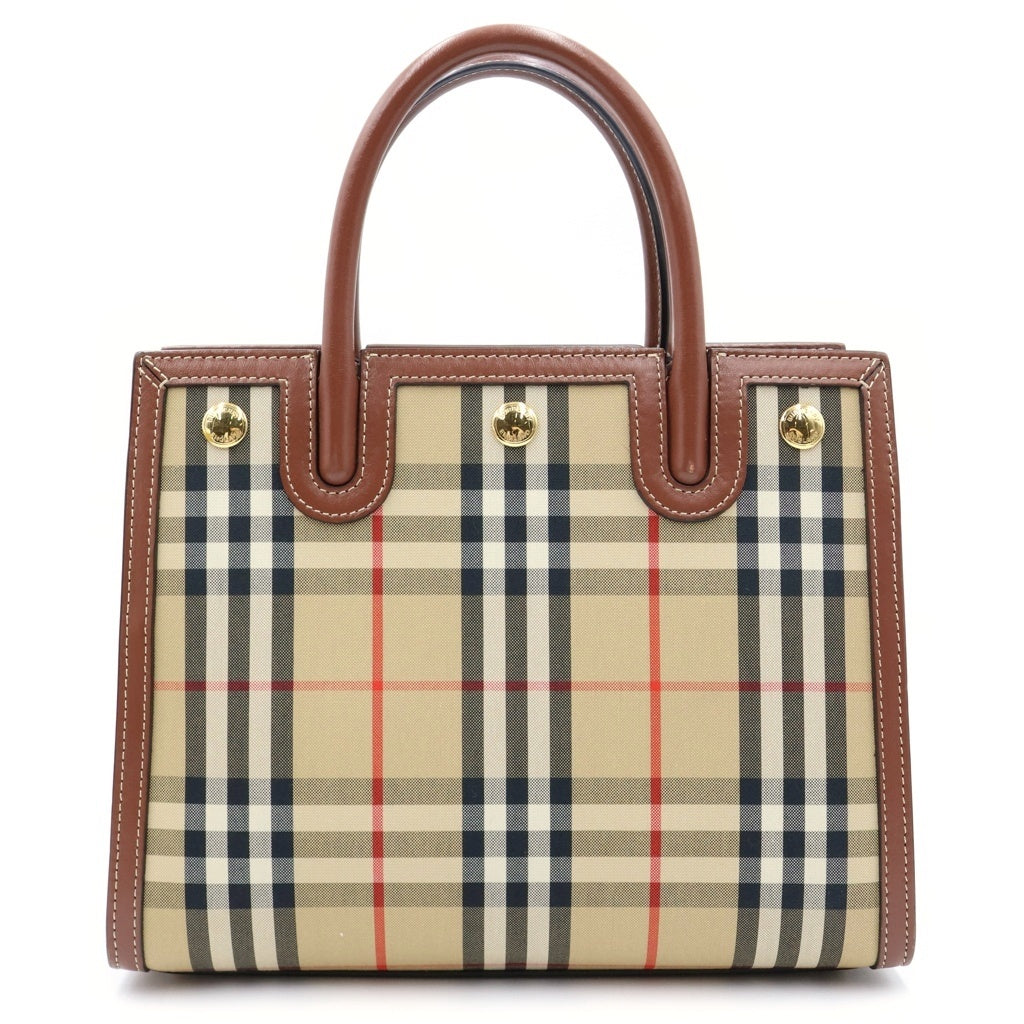 BURBERRY(バーバリー) タイトル ミニ ノバチェック レザー キャンバス 2WAY ハンドバッグ ショルダーバッグ ブラウン/ベージュ 8025267 レディース