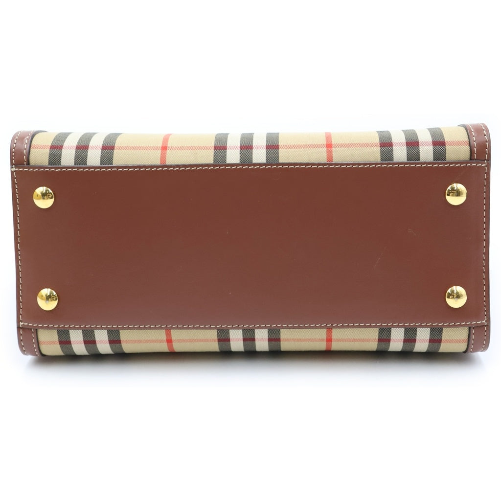 BURBERRY(バーバリー) タイトル ミニ ノバチェック レザー キャンバス 2WAY ハンドバッグ ショルダーバッグ ブラウン/ベージュ 8025267 レディース
