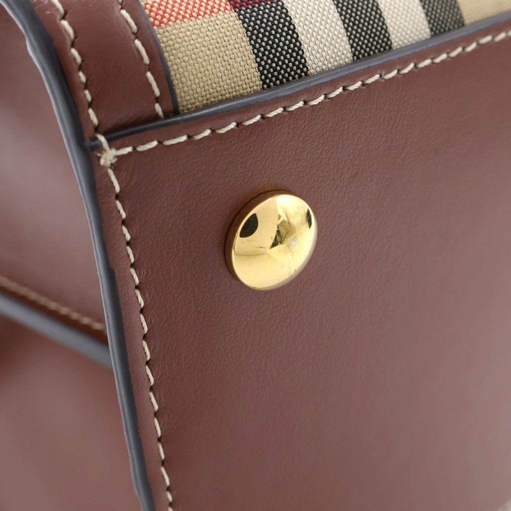 BURBERRY(バーバリー) タイトル ミニ ノバチェック レザー キャンバス 2WAY ハンドバッグ ショルダーバッグ ブラウン/ベージュ 8025267 レディース