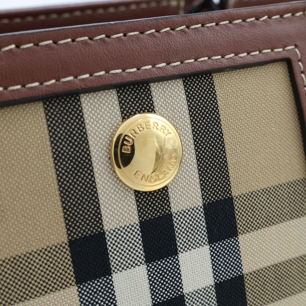 BURBERRY(バーバリー) タイトル ミニ ノバチェック レザー キャンバス 2WAY ハンドバッグ ショルダーバッグ ブラウン/ベージュ 8025267 レディース