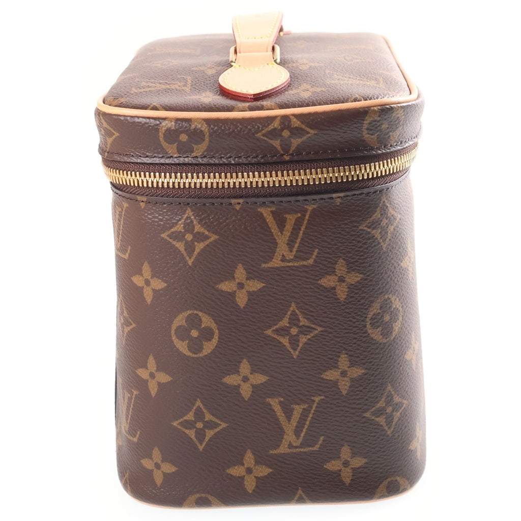 LOUIS VUITTON(ルイヴィトン) モノグラム ニースBB バニティ ハンドバッグ ブラウン レザー×PVC M42265 ゴールド金具