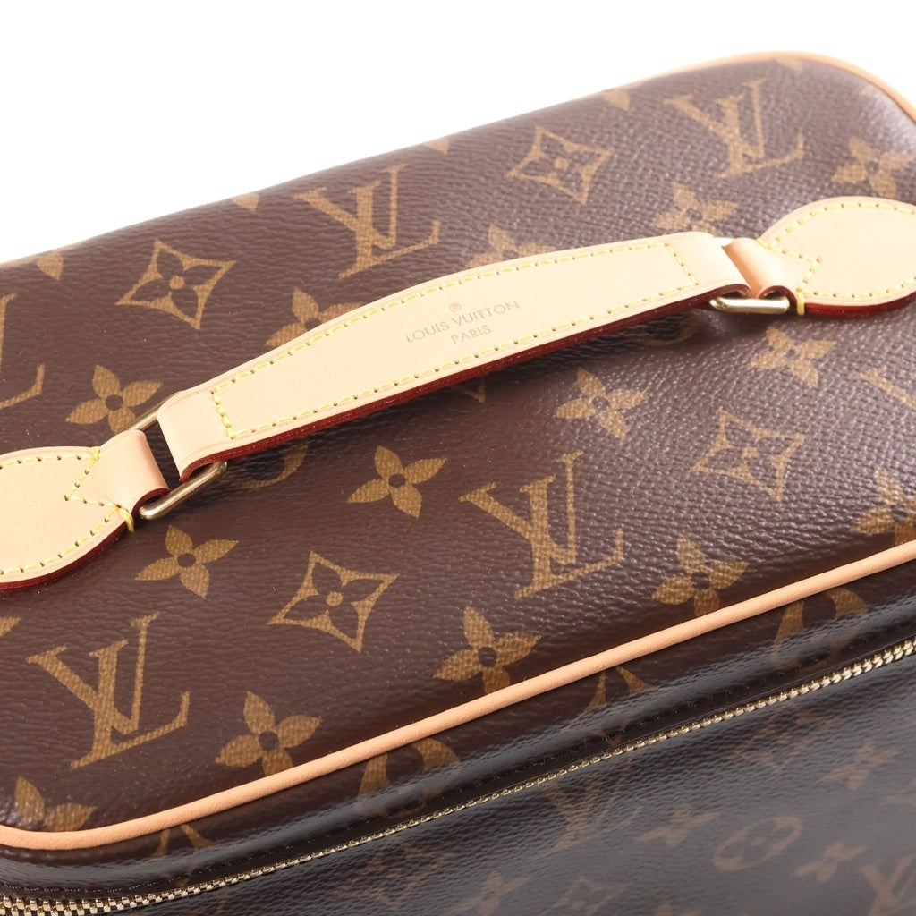 LOUIS VUITTON(ルイヴィトン) モノグラム ニースBB バニティ ハンドバッグ ブラウン レザー×PVC M42265 ゴールド金具