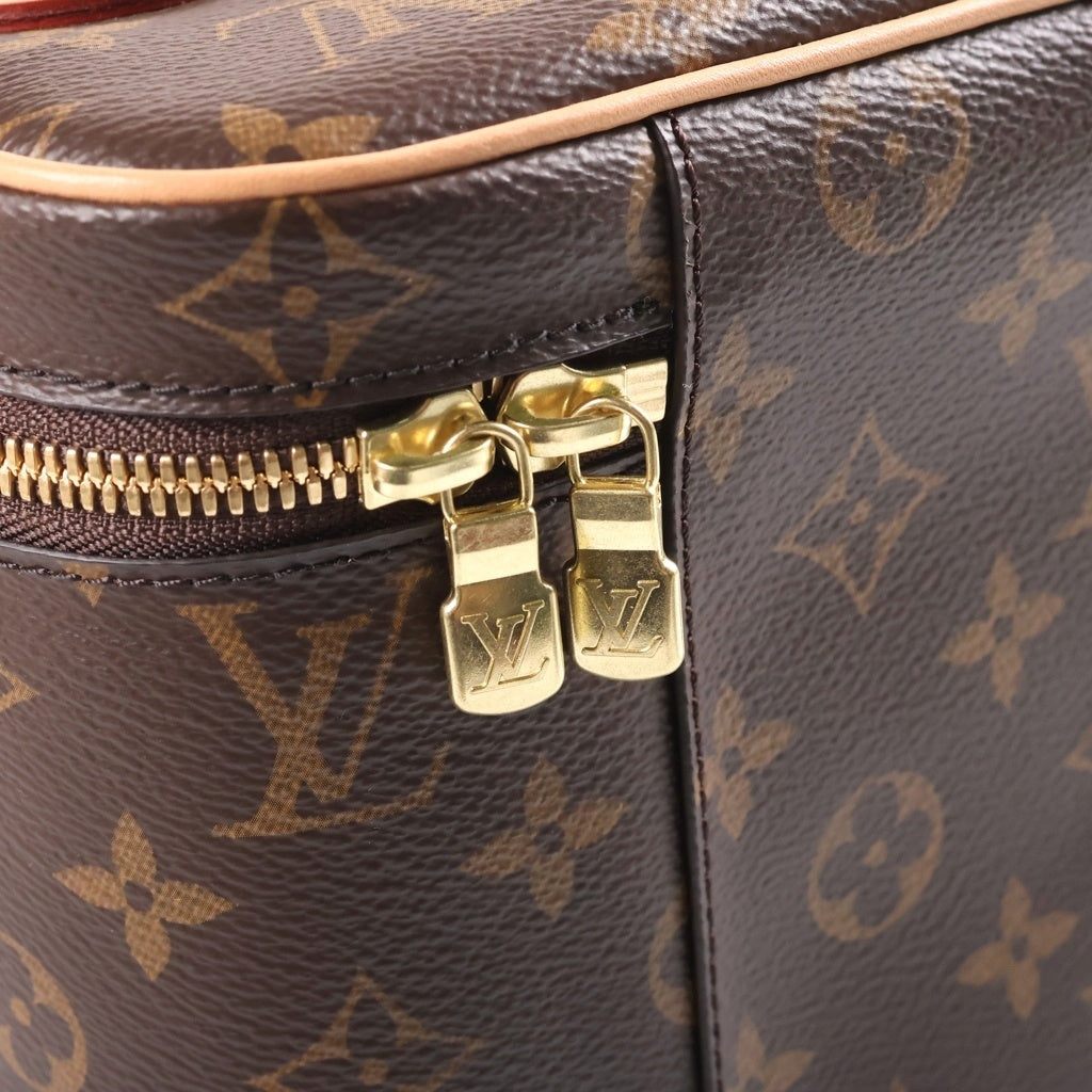 LOUIS VUITTON(ルイヴィトン) モノグラム ニースBB バニティ ハンドバッグ ブラウン レザー×PVC M42265 ゴールド金具
