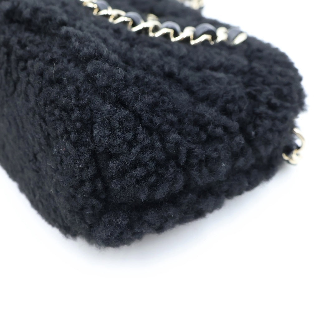 CHANEL(シャネル) ココマーク ボア 2WAYショルダーバッグ ハンドバッグ ブラック レザー ゴールド金具 レディース
