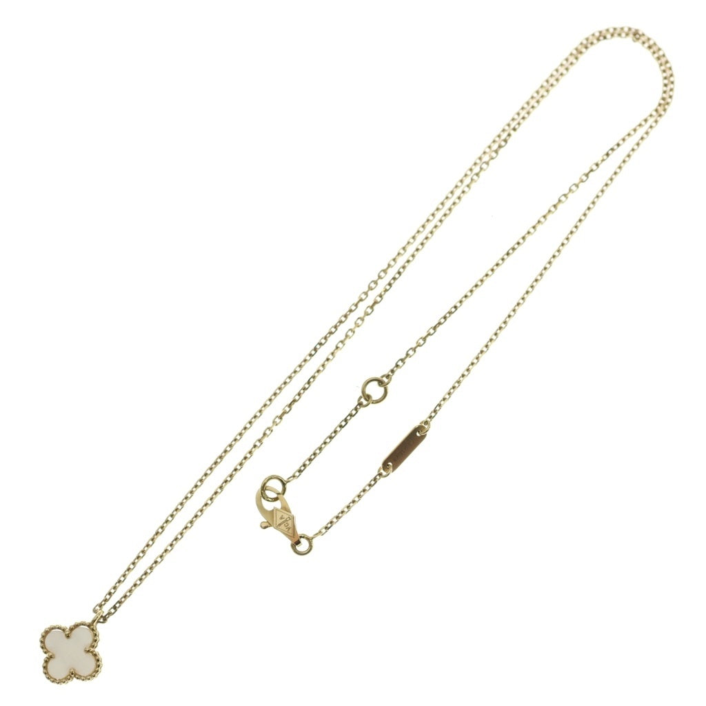 Van Cleef & Arpels(ヴァンクリーフアンドアーペル) スウィートアルハンブラ マザーオブパール ネックレス ペンダント チェーン ホワイト×イエローゴールド Au750YG レディース