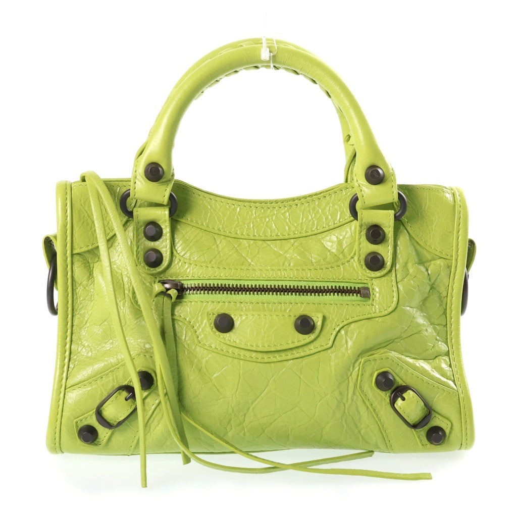 BALENCIAGA(バレンシアガ) ル シティ ミニ 2WAYハンドバッグ ショルダーバッグ ネオングリーン レザー 806395 ブラック金具 レディース