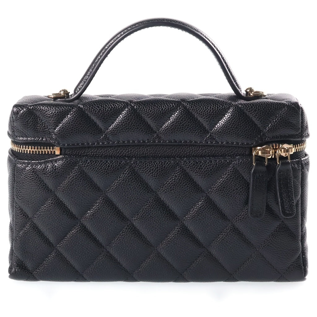 CHANEL(シャネル) マトラッセ バニティ チェーンバッグ ミニショルダーバッグ ブラック キャビアスキン AP4385 ゴールド金具 レディース