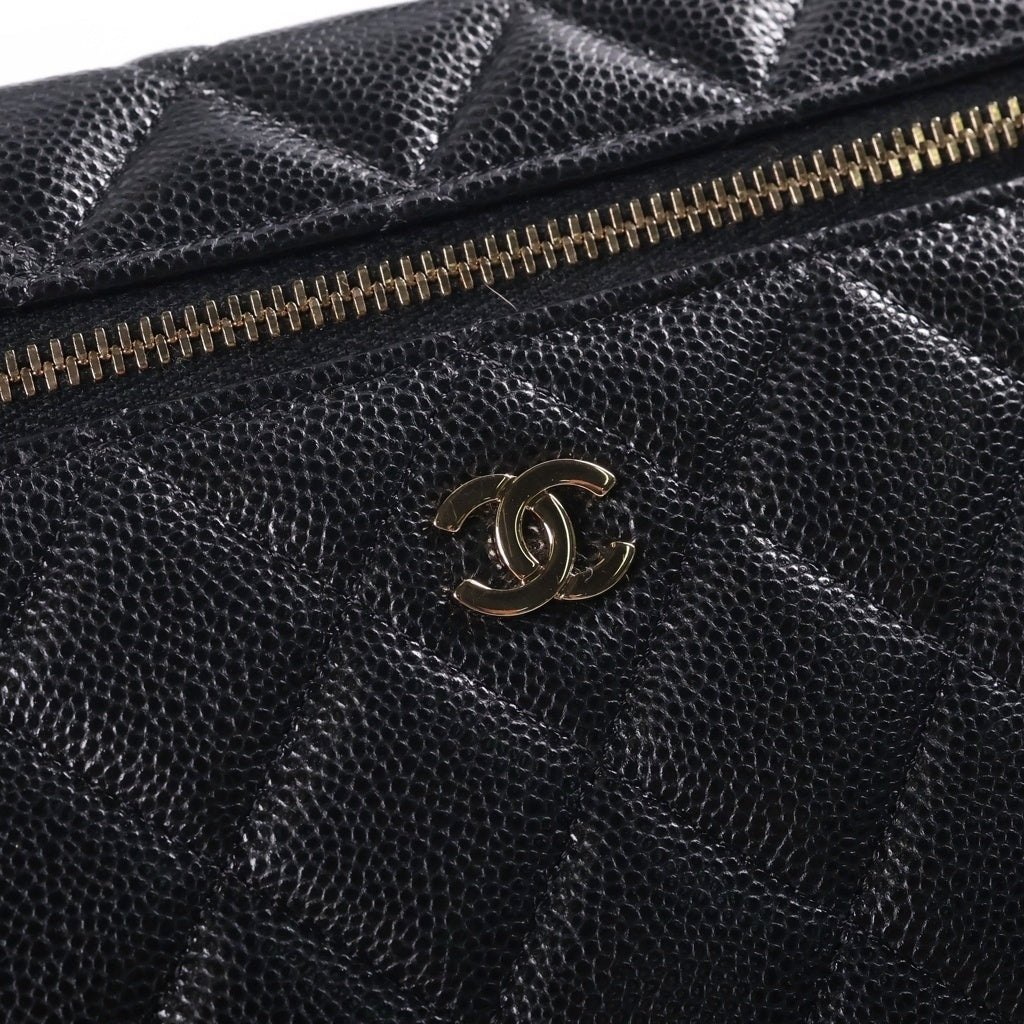 CHANEL(シャネル) マトラッセ バニティ チェーンバッグ ミニショルダーバッグ ブラック キャビアスキン AP4385 ゴールド金具 レディース