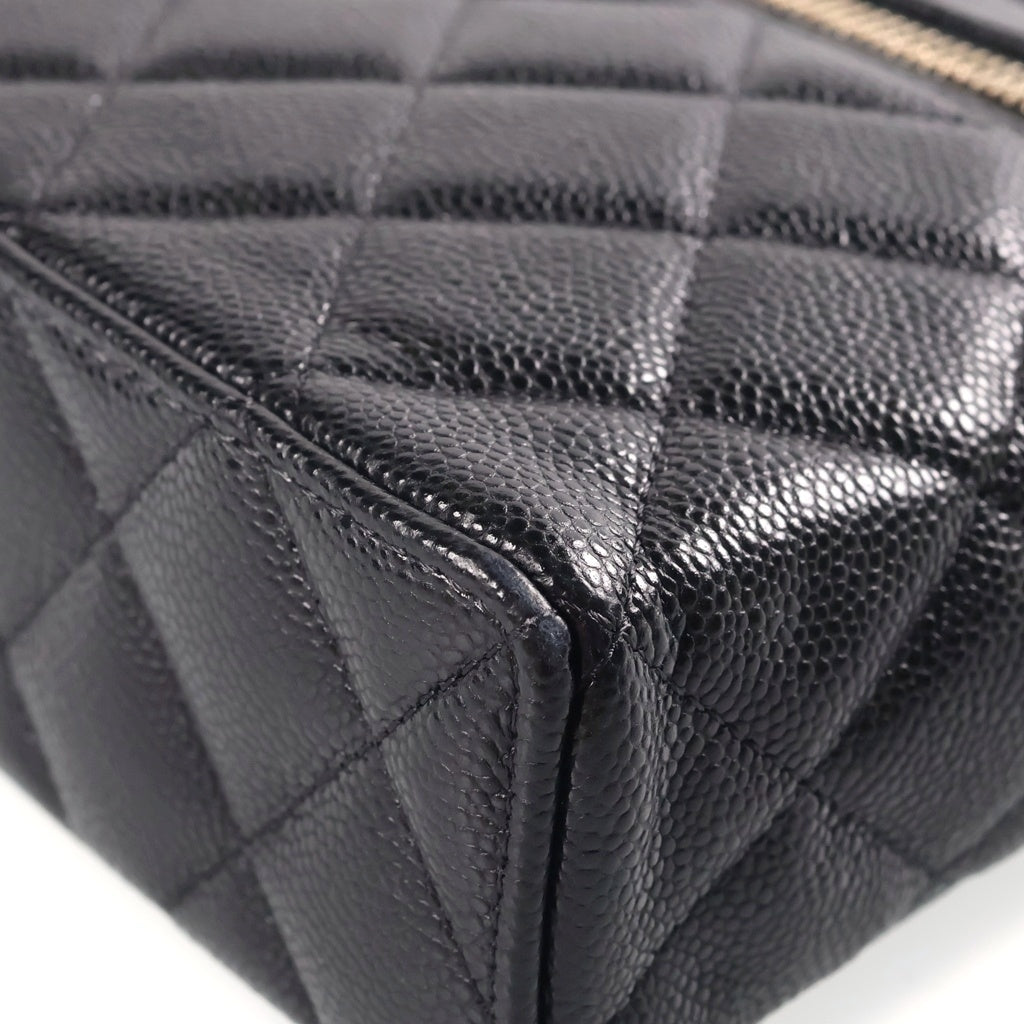 CHANEL(シャネル) マトラッセ バニティ チェーンバッグ ミニショルダーバッグ ブラック キャビアスキン AP4385 ゴールド金具 レディース