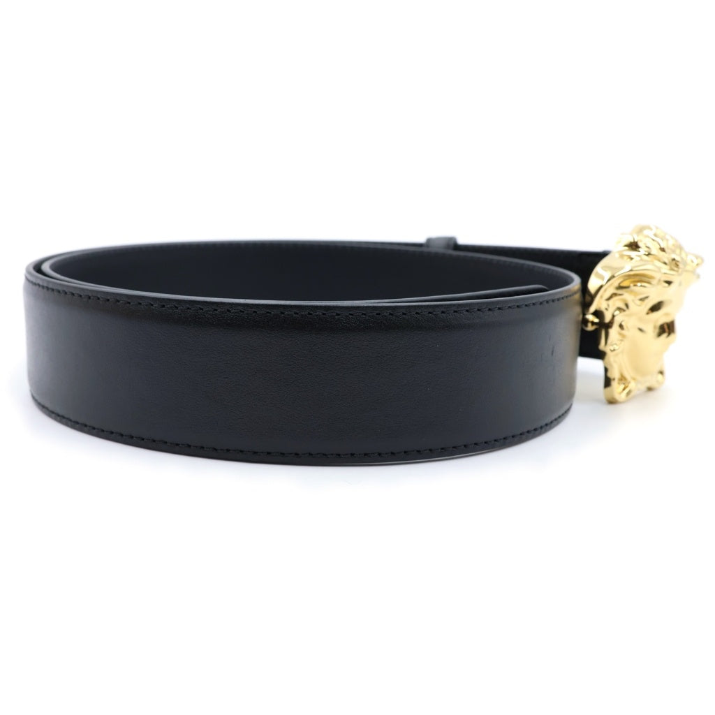 VERSACE(ヴェルサーチ) La Medusa Leather Belt ラ メドゥーサ レザー ベルト ブラック/ゴールド DCU4140.DVTP1