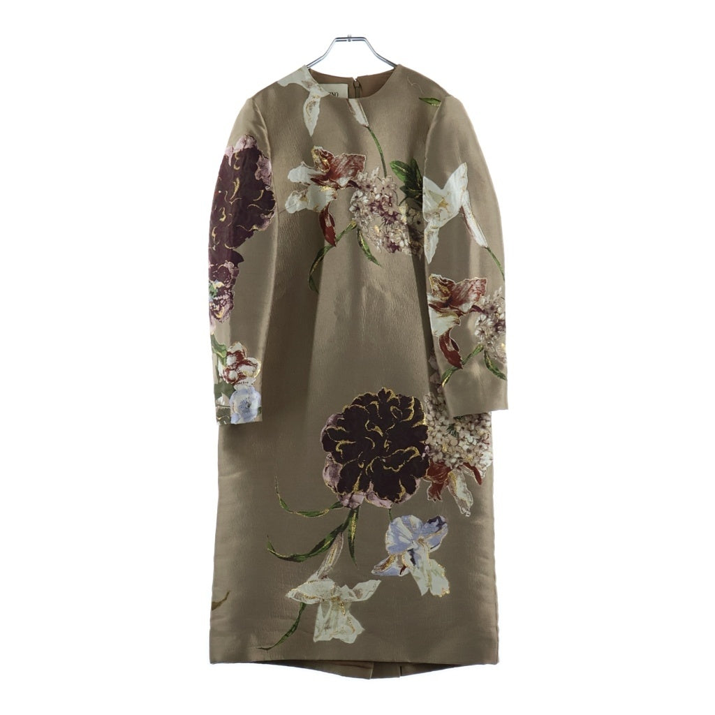 VALENTINO(ヴァレンティノ) KIMONO 花柄刺繍 ジャガード ロングドレス ベージュ レディース