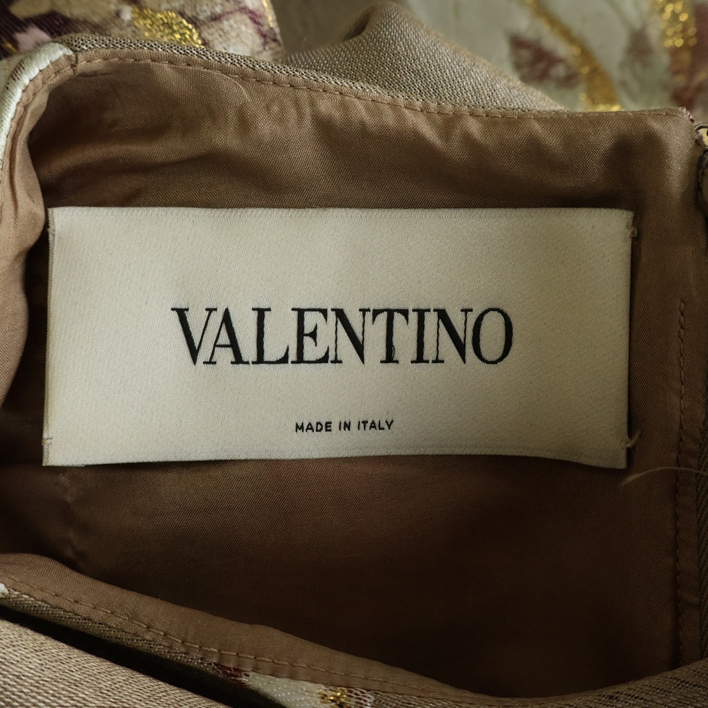 VALENTINO(ヴァレンティノ) KIMONO 花柄刺繍 ジャガード ロングドレス ベージュ レディース