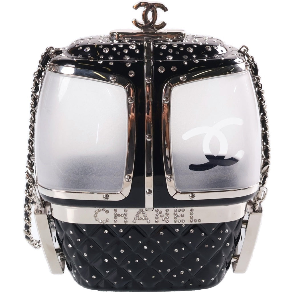 CHANEL(シャネル) ゴンドラ ラインストーン チェーンショルダーバッグ ミニバッグ ブラック シルバー金具 レディース